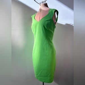 Laundry By Shelli Segal Green Sheath Mini Dress V-Neck
